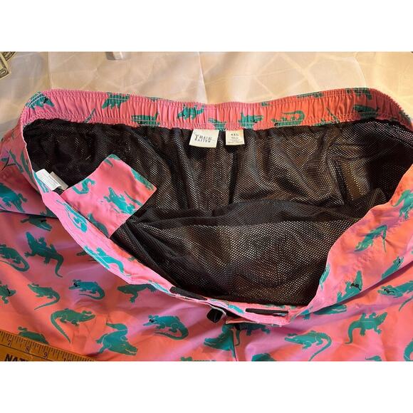 True Nation Mens Swim Trunks 4XL Lined Pink Green Alligator Drawstring NWT - Picture 6 of 10
